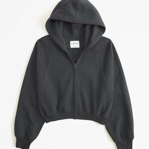 Abercrombie & Fitch charcoal grey cropped zip hoodie size Medium